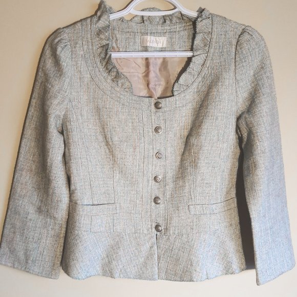 Preppy Light Academia Turquoise and Beige Blazer - Picture 5 of 5